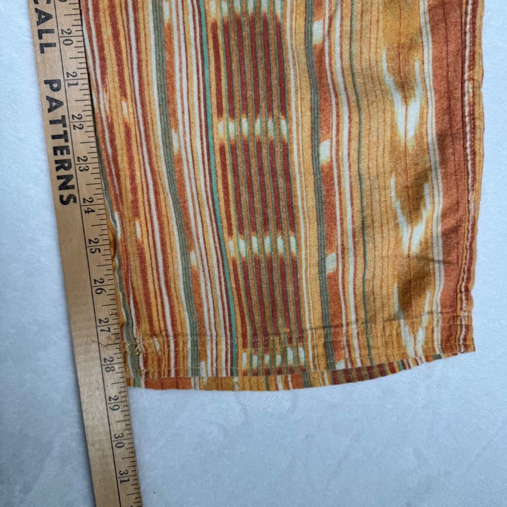 BDG Urban Outfitters Orange Ikat Stripe Wide Leg Carpenter Pants Linen Blend 2 - Picture 9 of 11